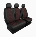 Комплект 2+1 Тапицерия за MERCEDES SPRINTER W906 2006-2018 – Еко кожа, Черна с червен шев, 8 части