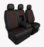 Комплект 2+1 Тапицерия за MERCEDES SPRINTER W906 2006-2018 – Еко кожа, Черна с червен шев, 8 части