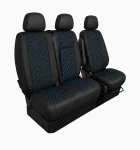 Комплект 2+1 Тапицерия за MERCEDES SPRINTER W906 2006-2018 – Еко кожа, Черна със син шев, 8 части