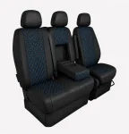 Комплект 2+1 Тапицерия за MERCEDES SPRINTER W906 2006-2018 – Еко кожа, Черна със син шев, 8 части
