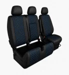 Комплект 2+1 Тапицерия за MERCEDES SPRINTER W906 2006-2018 – Еко кожа, Черна със син шев, 8 части