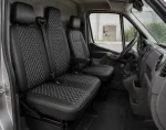 Комплект 2+1 Тапицерия за RENAULT MASTER III 2010-2019 – Еко кожа, Черна с бял шев, 6 части