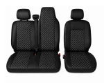 Комплект 2+1 Тапицерия за RENAULT MASTER III 2010-2019 – Еко кожа, Черна с бял шев, 6 части