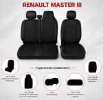 Комплект 2+1 Тапицерия за RENAULT MASTER III 2010-2019 – Еко кожа, Черна с черен шев, 6 части