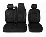 Комплект 2+1 Тапицерия за RENAULT MASTER III 2010-2019 – Еко кожа, Черна с черен шев, 6 части