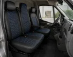 Комплект 2+1 Тапицерия за RENAULT MASTER III 2010-2019 – Еко кожа, Черна със син шев, 6 части