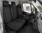 Комплект 2+1 Тапицерия за RENAULT MASTER III 2010-2019 – Текстил, Черна с бял шев, 6 части