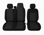 Комплект 2+1 Тапицерия за RENAULT MASTER III 2010-2019 – Текстил, Черна с бял шев, 6 части