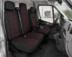 Комплект 2+1 Тапицерия за RENAULT MASTER III 2010-2019 – Текстил, Черна с червен шев, 6 части