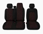 Комплект 2+1 Тапицерия за RENAULT MASTER III 2010-2019 – Текстил, Черна с червен шев, 6 части