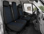 Комплект 2+1 Тапицерия за RENAULT MASTER III 2010-2019 – Текстил, Черна със син шев, 6 части