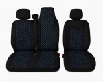 Комплект 2+1 Тапицерия за RENAULT MASTER III 2010-2019 – Текстил, Черна със син шев, 6 части
