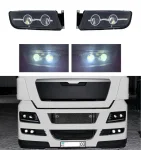 Комплект LED Халогени за мъгла с Дълги Светлини за MAN TGX / TGS / TGL 24V – Двойни лупи OEM 81251016521 / 81251016522