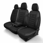 Комплект луксозна тапицерия PANDA за FIAT DUCATO / PEUGEOT BOXER / CITROEN JUMPER 2006-2024, Еко кожа и текстил, Черно/Сиво