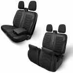 Комплект луксозна тапицерия PANDA за FORD TRANSIT CUSTOM MK1 2012-2023, Еко кожа и текстил, Черно/Сиво