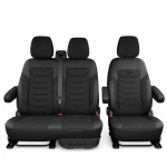 Комплект луксозна тапицерия PANDA за VW T5/T6/T7 2003 - Еко кожа и текстил, Черно/Сиво