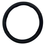 Кожен калъф за волан 38см - Black  - карбон с червени шевове