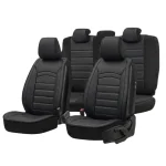 Кожена луксозна тапицерия Цял комплект / калъфи за седалки Черен цвят Клас А