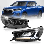 Кристални фарове за Toyota Hilux (2015-2020), led с дневни светлини