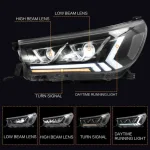 Кристални фарове за Toyota Hilux (2015-2020), led с дневни светлини