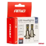 LED Крушки H7 / H18 AMiO H-Mini Series, 42W, 6500K Бяла Светлина, CANBUS, E9 R10, 12V / 24V, Комплект 2 Броя