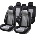 Луксозни кожени калъфи за седалки от Еко кожа, цвят Черно със сиво FULLCOVER Клас А+