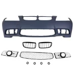 Предна броня за BMW E90 (2008+) - М3 дизайн с  бъбреци, отвори за халогени, маркирана за парктроник