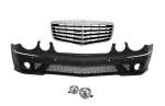 Предна тунинг броня за Mercedes W211 E-Class (2002-2009) - AMG с решетка и халогени