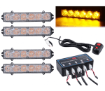 Аварийни светлини комплект 4 броя с 6 LEDs блиц светина с 20 режима