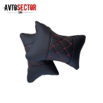 Комплект 2 броя кожени възглавнички за МПС - цвят черен / червен