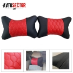 2бр комплект кожени възглавнички за МПС - Черно / червено