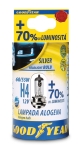 Комплект от 2 броя халогенни крушки крушка H4 Х4 12V 60 / 55W + 70% 3000K E4 Goodyear Гудиър