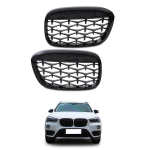 Бъбреци решетки за BMW X1 F48 (2015-2019) Diamond Style Черен Гланц