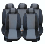 Калъфи тапицерия 5 единични седалки за VW Touran Sharan Ford Galaxy Citroen C8 Peugeot 307SW Citroen C4 Grand Picasso Peugeot 806 807 Черно-Сиво кожа-