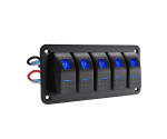 Панел за вграждане с 5 бутона ON-OFF универсални 12-24V за LED светлини бар фарове лебедки лампи за кола камион каравана джипове лодка и др.