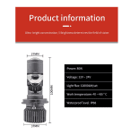 Комплект от 2 броя LED ЛЕД диодни крушки с лупа H4 Х4 12V - 24V 80W 12000LM за фарове Canbus без грешки 6000К-6500К къси/дълги