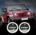 Комплект 2бр. 7" LED фара 12-24V къси/дълги с DRL и мигач 7500lm.