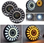 Комплект 2бр. универсален 7" LED фар 12-24V къси/дълги с DRL и мигач за ATV, джип, мотоциклет, камион, трактор и др.