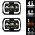 Комплект 2бр. универсален 5x7" LED фар 12-24V къси/дълги с DRL и мигач 9600lm за ATV, джип, камион, трактор и др.