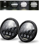Комплект 2бр. универсален 7" LED фар 12-24V къси/дълги с DRL бяло 8000lm за ATV, джип, мотоциклет, камион, трактор и др.