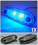 LED Светодиоден Габарит, Маркер, Токос, С Гума, Син Цвят, Овален, Е-Mark, 24V, 7,5 см