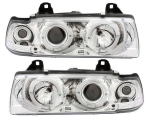 Кристални фарове за BMW E36 Angel Eyes (91-99) 4d sedan - хром