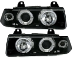 Кристални фарове за BMW E36 Angel Eyes (91-99) 4d sedan - черни