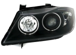 Кристални фарове Angel Eyes BMW E90 (2005-2009) - черни