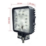 LED халоген 27w - Квадрат - 9 led IP67 1бр