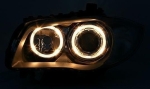 Кристални фарове за BMW E87 Angel Eyes (2004-2007) - черни