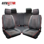 Луксозни кожени калъфи за седалки / Тапицерия цвят Черен/Червен FULLCOVER