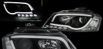 Кристални фарове лайтбар дизайн за Audi A3 (2008-2012) - черни