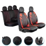 3D Тапицерия за седалки кожена Streetech Classy - черна с червени елементи