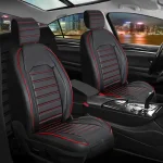 3D Тапицерия за седалки кожена Streetech Palermo - черна с червени шевове